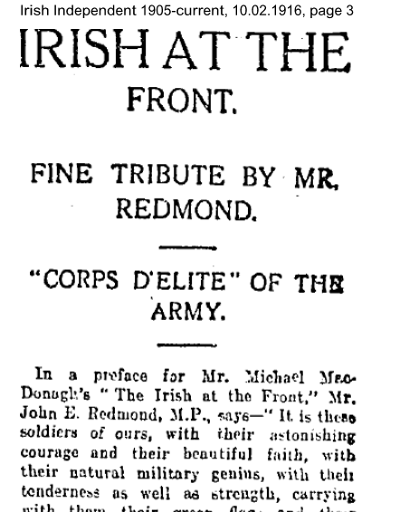 Irish At The Front Article 10.02.1916