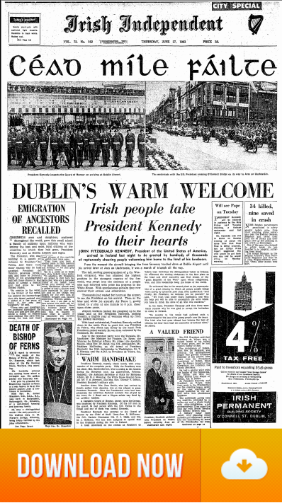 JFK Visits Ireland 27 June 1963 - Welcome to Ireland JFK