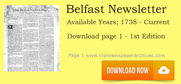 The Belfast Newsletter front page download for FREE 09.Jan.1738