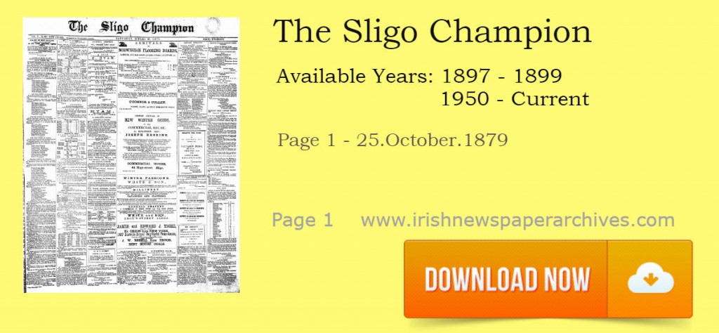 The Sligo Champion October 1879 Newspaper front page download 