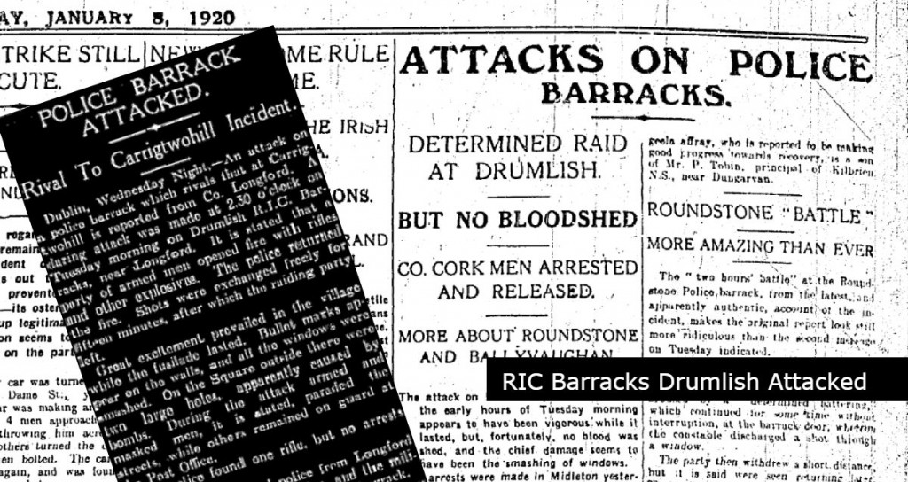 Drumlish Barracks attacked 08.January.1920