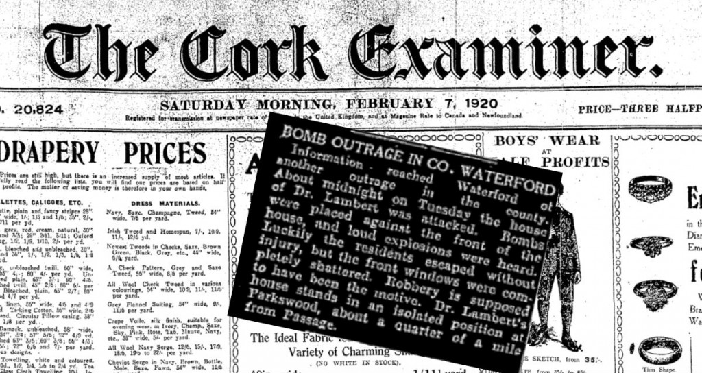 Cork Examiner 07.February.1920  Bomb attack