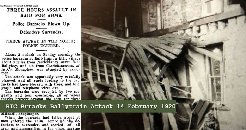 RIC BALLYTRAIN barracks 14 fEBRUARY 1920 IRA ATTACK