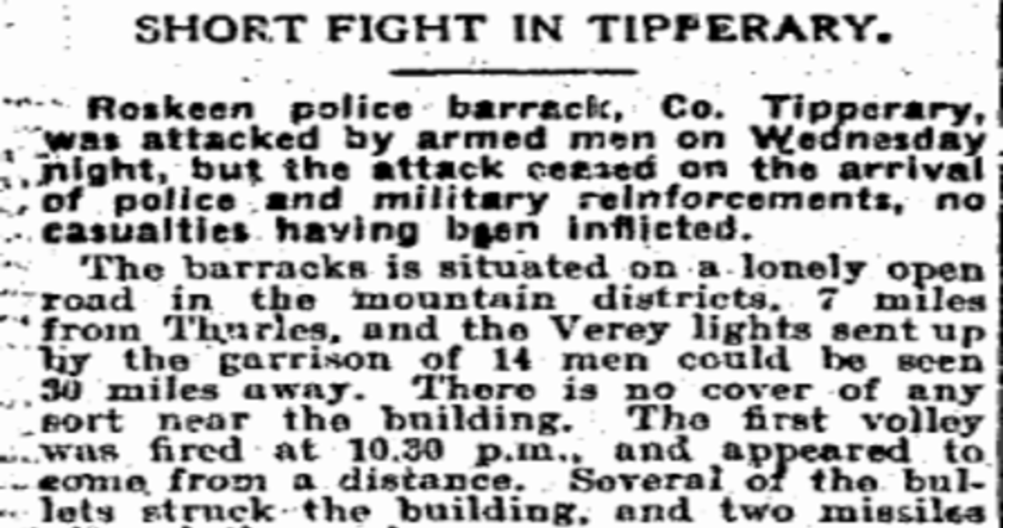 Irish Independent IRA Attack Roskeen 07.April.1920